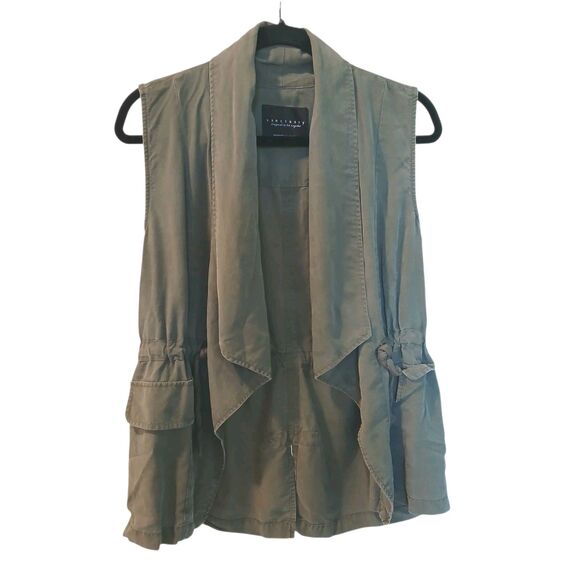 Sanctuary Women's Vest Olive Green Tie Waist Tunic Sleeveless Top Size Small - Picture 2 of 12